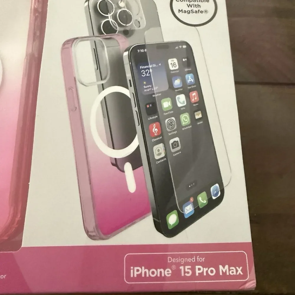 Merkury Pink iPHONE 15 Pro Max Case And Screen Protector Pack Magsafe Open Box